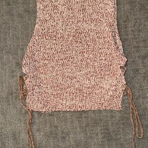 Pink Knit Sleeveless Top with Side Ties
